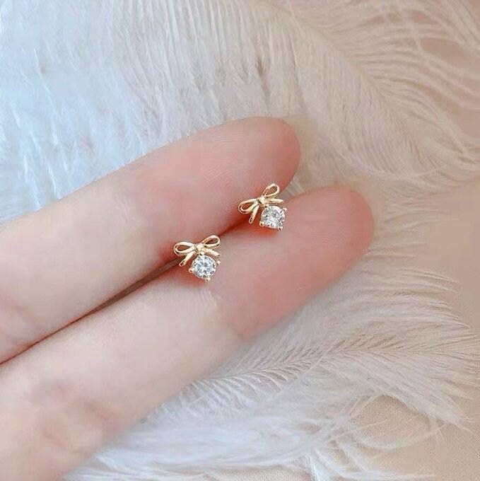 Tiny Bow Stud Earrings